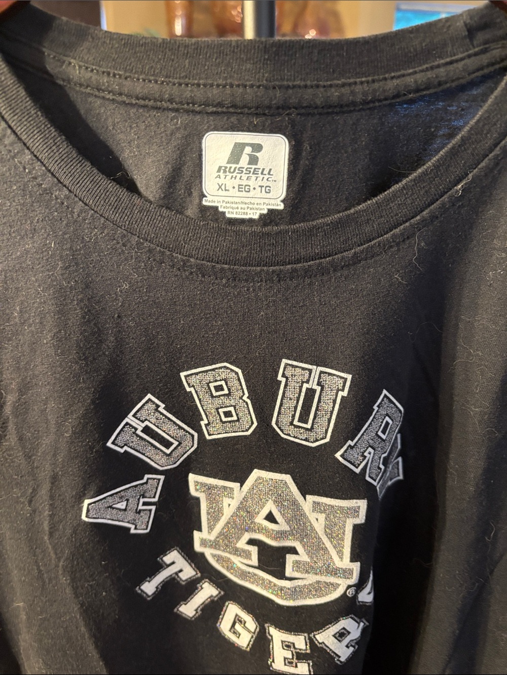 Russell Athletic Black Auburn Tigers Glitter Logo Tee